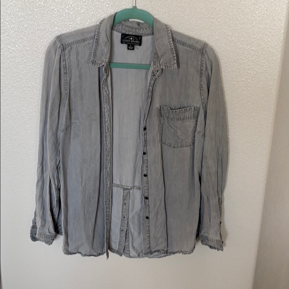 Lucky Grey Cotton “Denim” button up